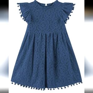 Pompom Sleeve Toddler Dress